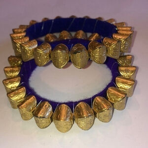 2 Gold Tone Plastic 7.5” Bangle Bracelets